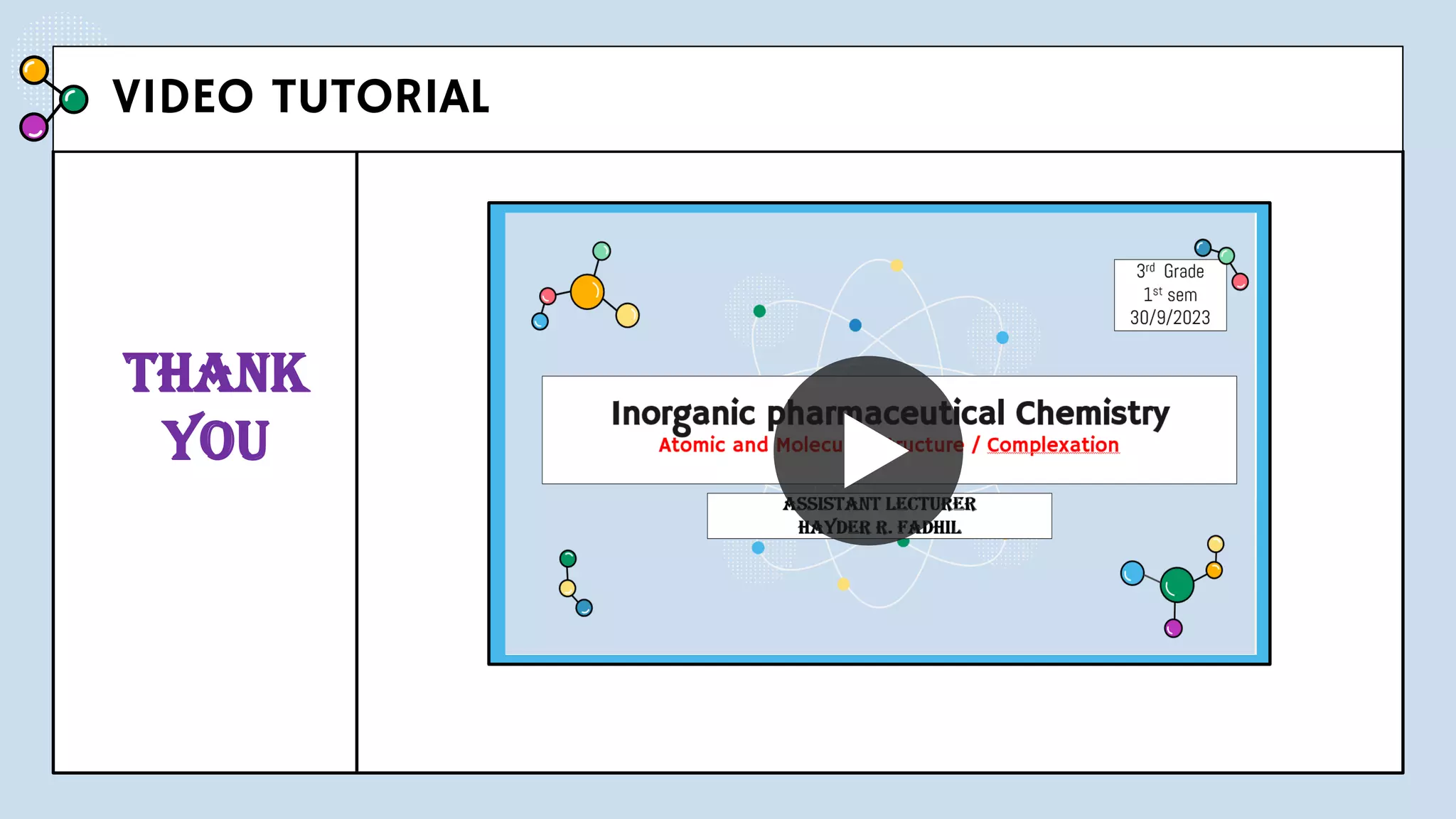 VIDEO TUTORIAL
Thank
you
 