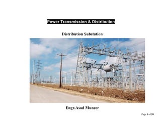 Page 1 of 20
Power Transmission & Distribution
Distribution Substation
Engr.Asad Muneer
 
