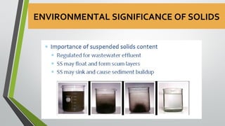 ENVIRONMENTAL SIGNIFICANCE OF SOLIDS
 