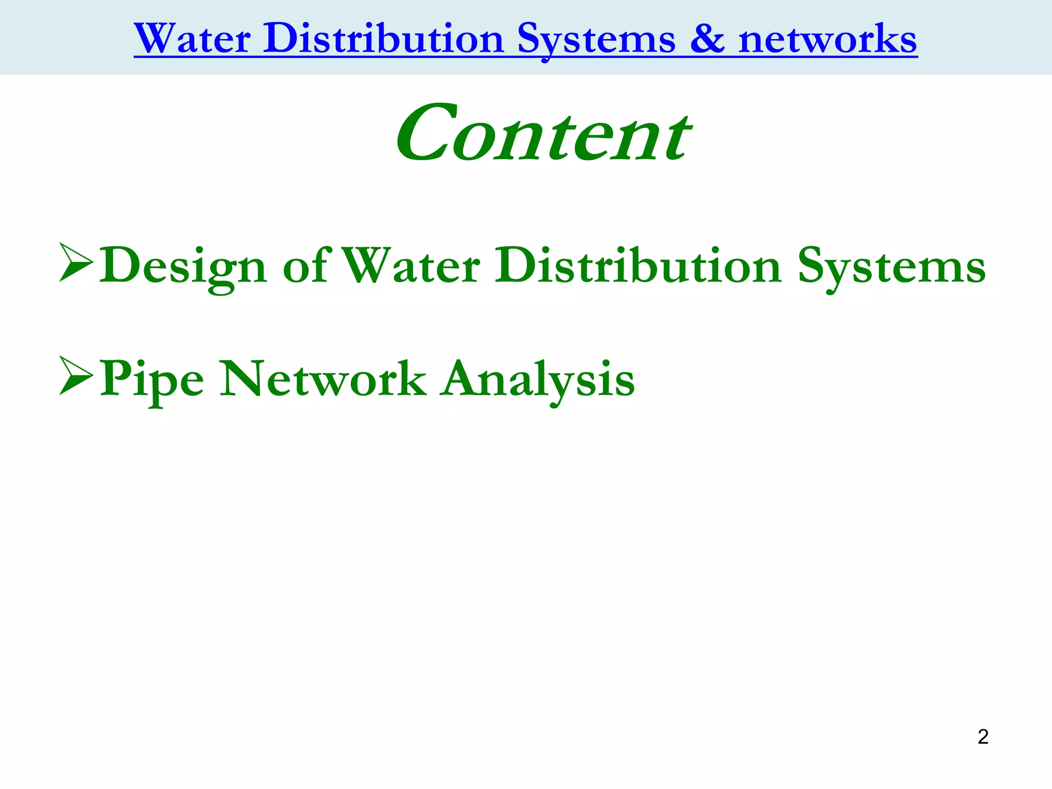 design and analysis of water distribution System | PDF