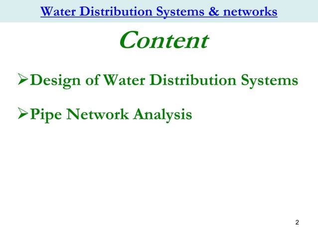 design and analysis of water distribution System | PDF