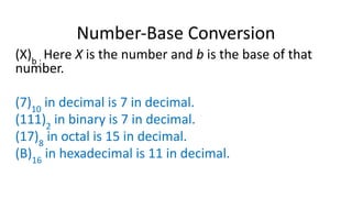 LEC 01(Number System)(Decimal,Octal,Hexadecimal,Binary) | PDF