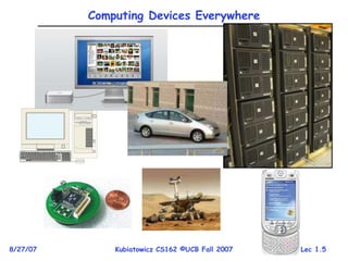 Lec 1.5
8/27/07 Kubiatowicz CS162 ©UCB Fall 2007
Computing Devices Everywhere
 