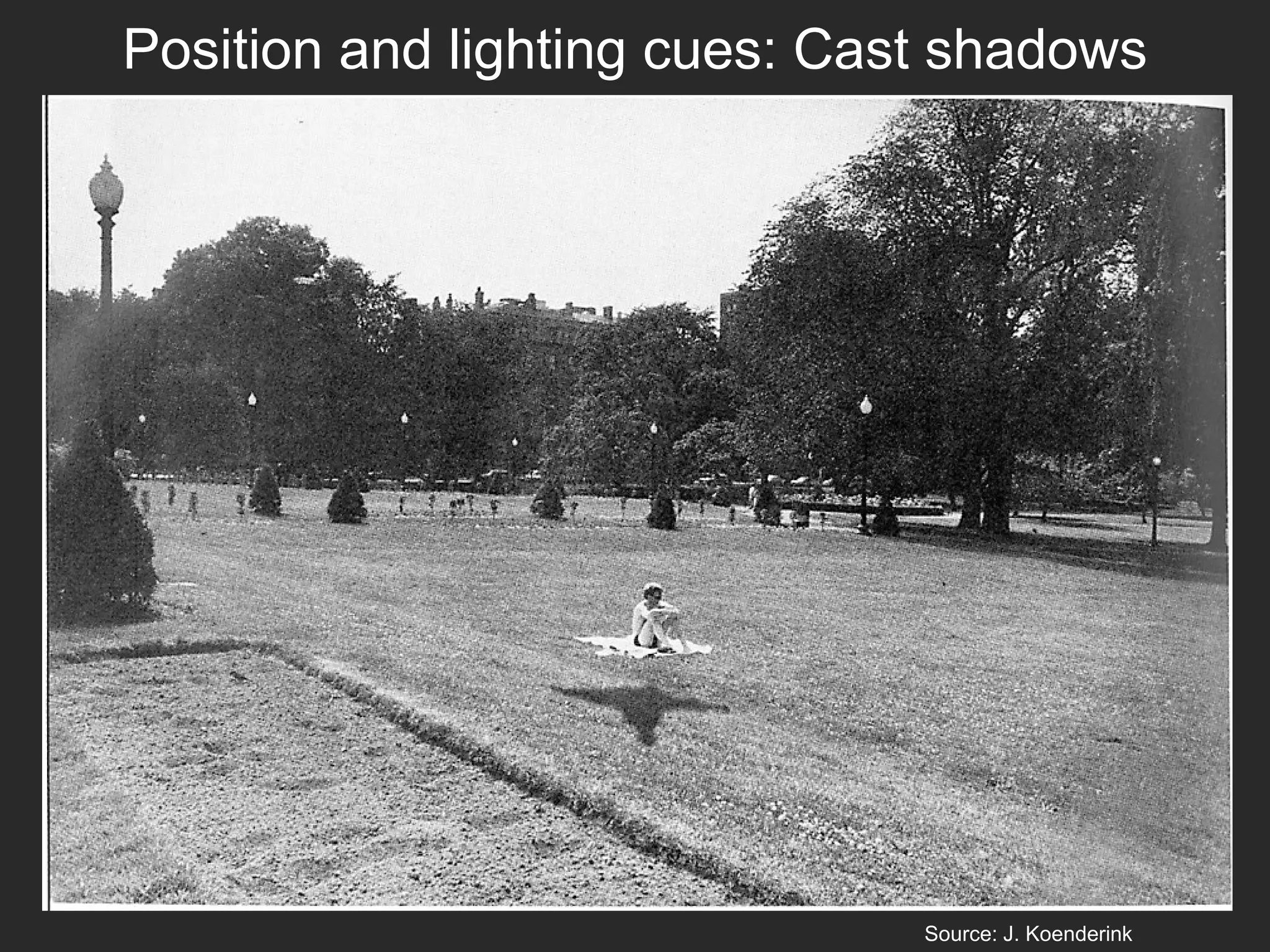 Position and lighting cues: Cast shadows
Source: J. Koenderink
 