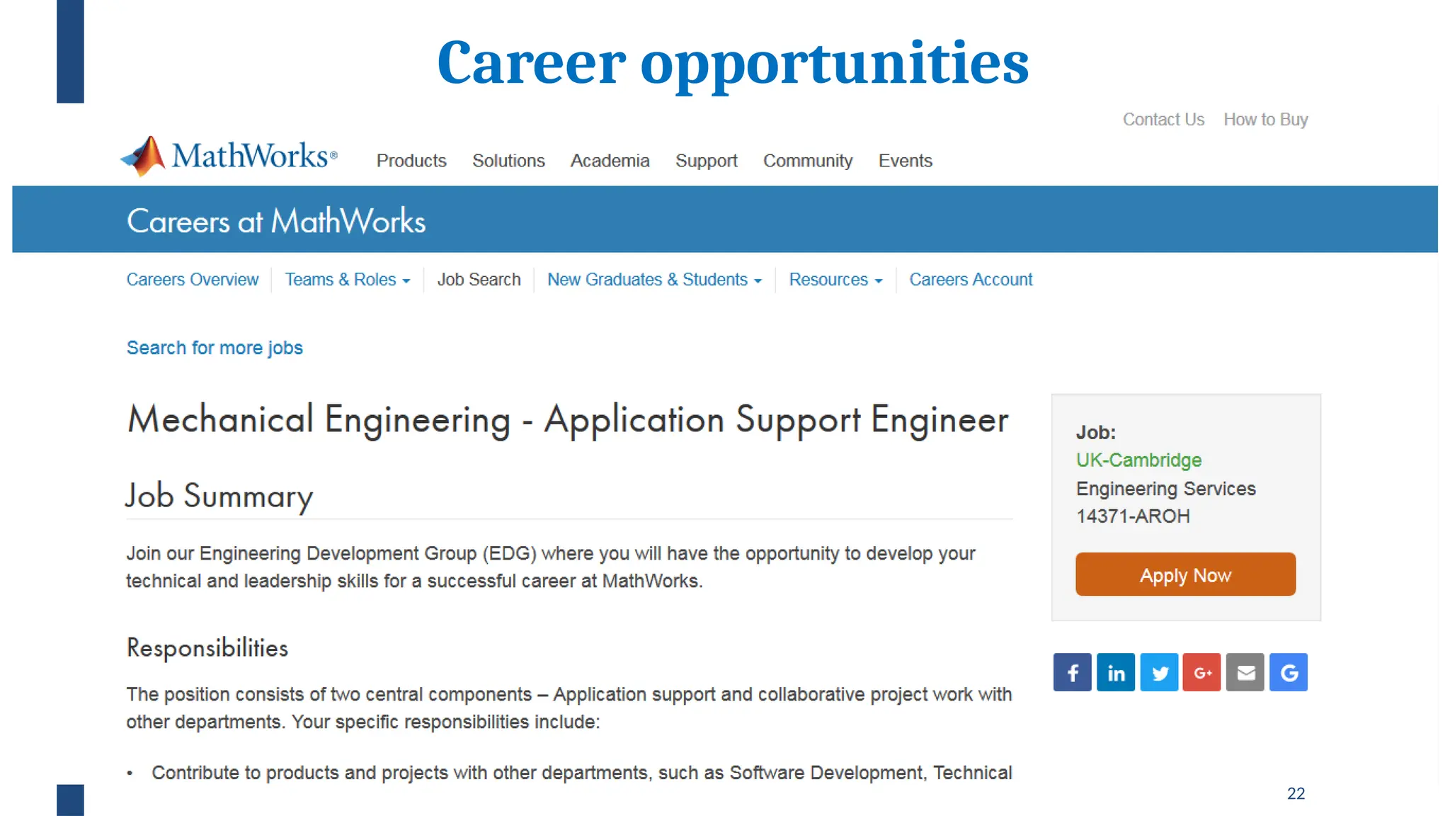 22
Career opportunities
 