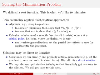 Cost Function Minimization Math Linear Methods for Regression, Optimization | PDF