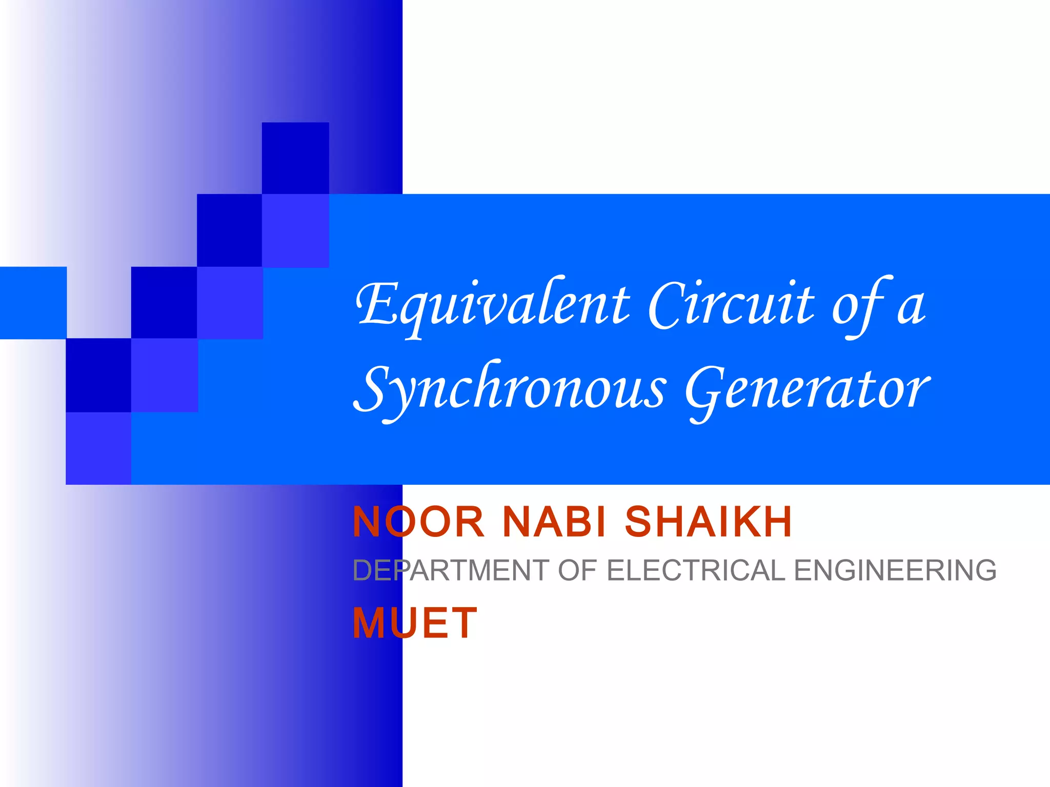 Lec # 03 equivalent circuit of a synchronous generator | PPT