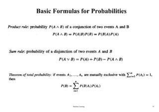 Basic Formulas for Probabilities
Machine Learning 14
 