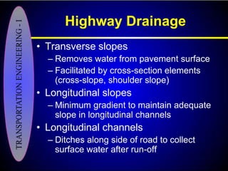 Elements of a Typical Cross-section of Road and Highway drainage | PPT