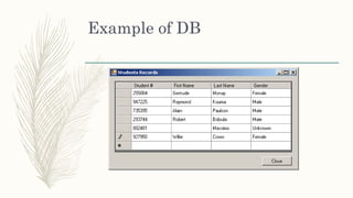 Example of DB
 
