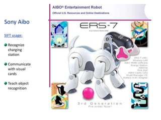 Sony Aibo
SIFT usage:
Recognize
charging
station
Communicate
with visual
cards
Teach object
recognition
 