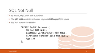 Lec 07 SQL - 1.pptx | Databases | Computer Software and Applications