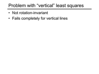 Problem with “vertical” least squares
• Not rotation-invariant
• Fails completely for vertical lines
 