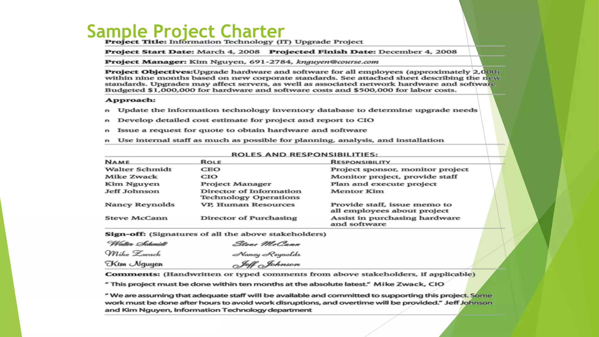 Sample Project Charter
 