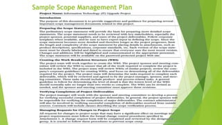 Sample Scope Management Plan
 