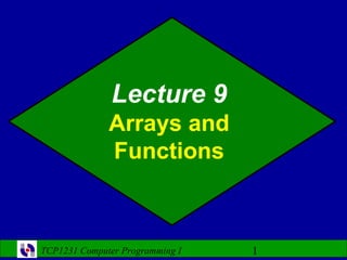 Lecture 9
              Arrays and
              Functions



TCP1231 Computer Programming I   1
 
