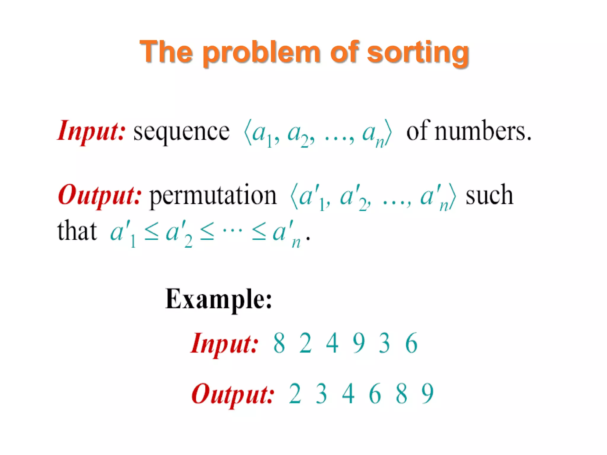 The problem of sorting
 