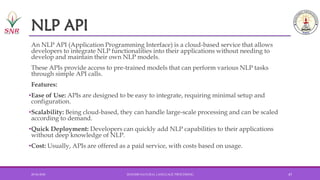 Nlp Processing Api Introduction to Natural Language Processing | PDF