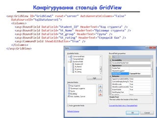 Конфігурування стовпців GridView
 