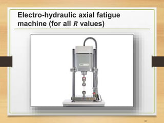 Electro-hydraulic axial fatigue
machine (for all R values)
22
 