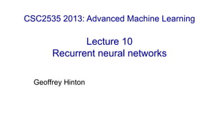 Advanced Machine Learning: Understanding and Training Recurrent Neural ...
