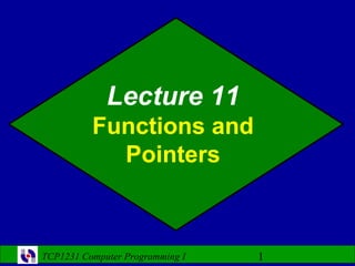 Lecture 11
          Functions and
            Pointers



TCP1231 Computer Programming I   1
 