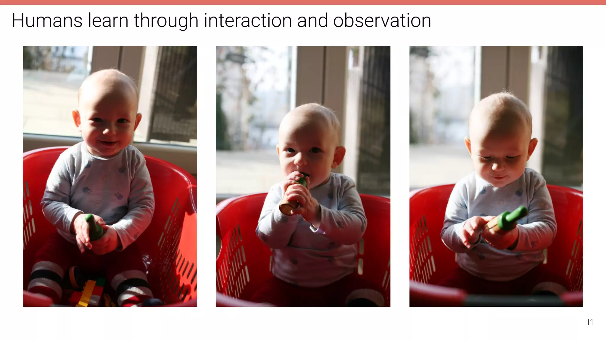 Humans learn through interaction and observation
11
 