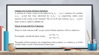 Solution Of Linear System Solution of Linear System of Equations and Matrices | PPTX