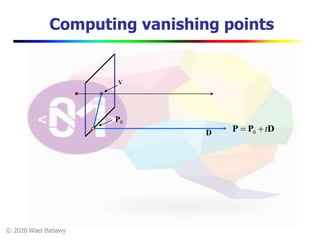 © 2020 Wael Badawy
Computing vanishing points
V
DPP t 0
P0
D
 