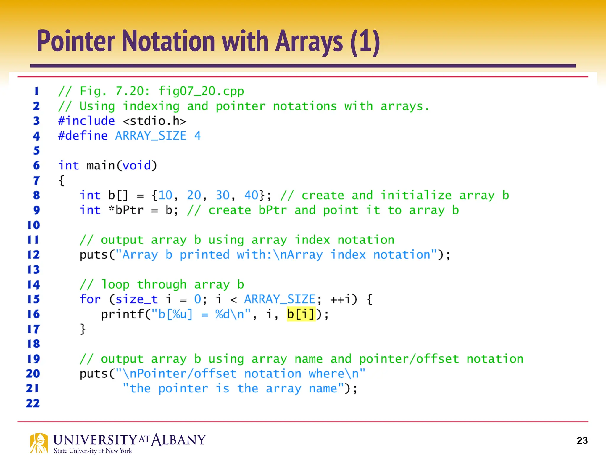 23
Pointer Notation with Arrays (1)
 