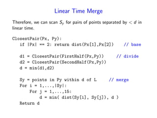 Lineals Merogs Efficient Divide and Conquer Algorithm for Closest Pair of Points ...