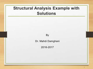 Structural Analysis Example with
Solutions
By
Dr. Mahdi Damghani
2016-2017
1
 