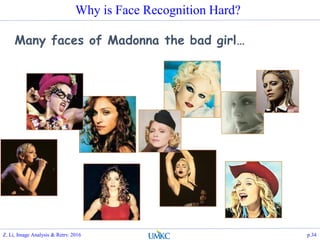 Why is Face Recognition Hard?
Many faces of Madonna the bad girl…
Z. Li, Image Analysis & Retrv. 2016 p.34
 
