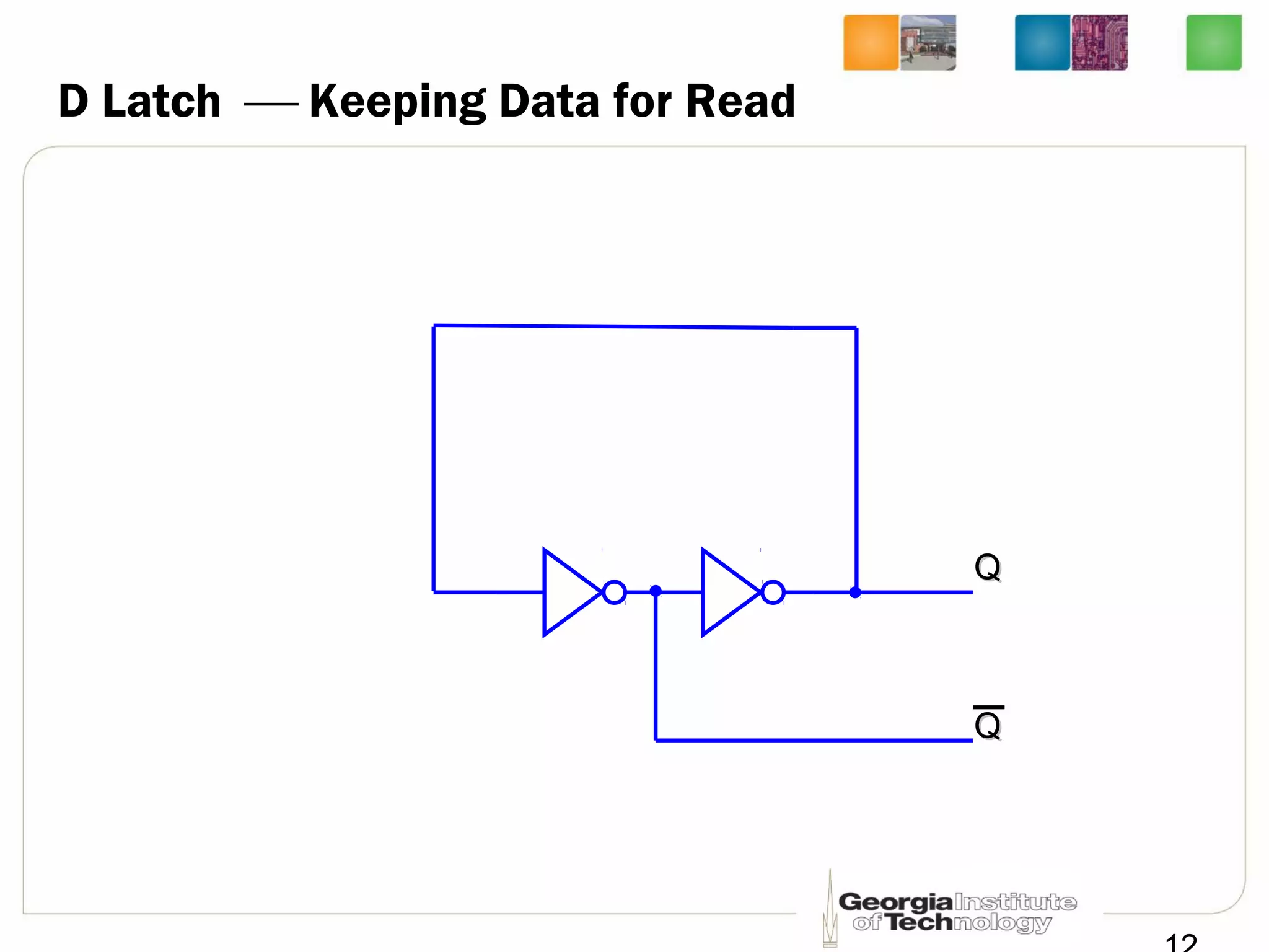 D Latch  Keeping Data for Read
QQ
QQ
 