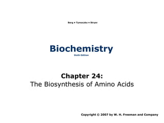 Berg • Tymoczko • Stryer




     Biochemistry
               Sixth Edition




         Chapter 24:
The Biosynthesis of Amino Acids



                     Copyright © 2007 by W. H. Freeman and Company
 