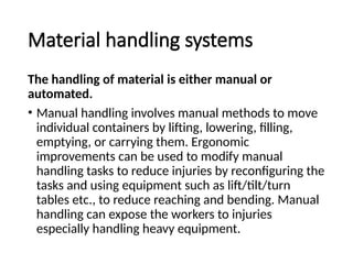 lecture Number 14 Material Handling in food industry | PPTX
