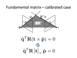 Fundamental matrix – calibrated case
0
 
