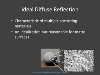 © Kavita Bala, Computer Science, Cornell University
Ideal Diffuse Reflection
• Characteristic of multiple scattering
materials
• An idealization but reasonable for matte
surfaces
 