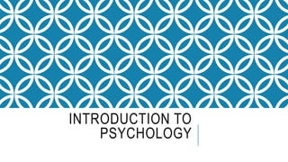 INTRODUCTION TO
PSYCHOLOGY
 