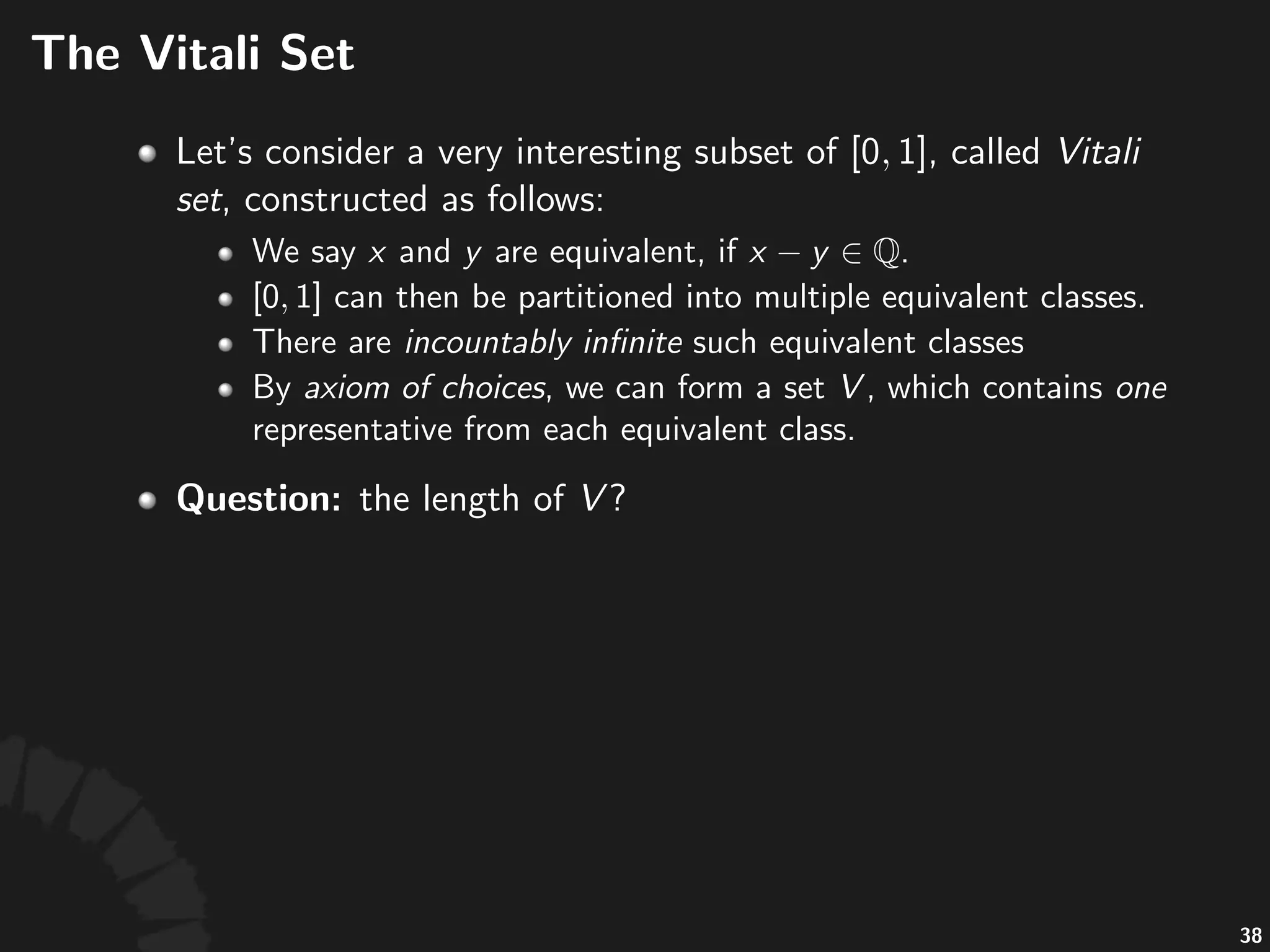 Ring%of%Sets
• ,#a#nonempty#collec.on#of#subsets#of# ,#is#called#a#
ring,#if#it#is#closed#under#union#and#set*diﬀerence.
• A#ring#must#contain# .
• A#ring#is#closed#under#intersec.on.
• Overall,#we#have:
70
 
