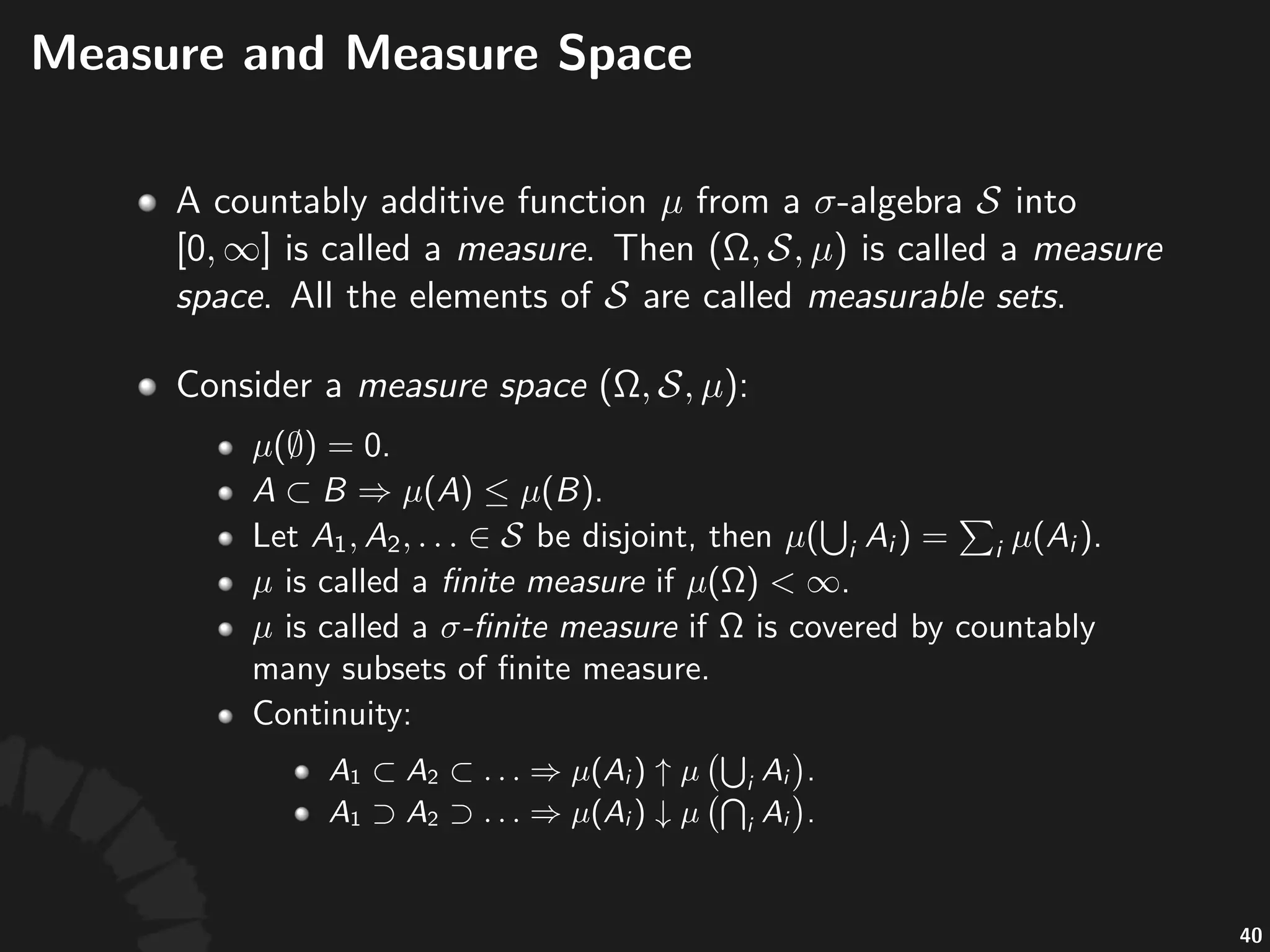 Con$nuity)of)Measures
.
.
74
 