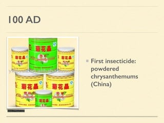 100 AD
First insecticide:
powdered
chrysanthemums
(China)
www.21food.com
 