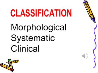 Morphological
Systematic
Clinical
 