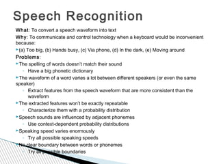 Principal characteristics of speech