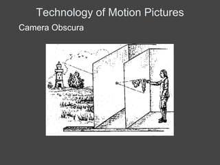 Technology of Motion Pictures
Camera Obscura
 
