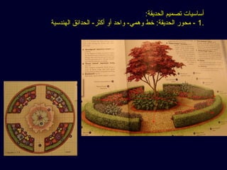 :الحديقة تصميم أساسيات
1الهندسية الحدائق -أكثر أو واحد -وهمي خط :الحديقة محور - .
