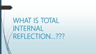 WHAT IS TOTAL
INTERNAL
REFLECTION…???
 