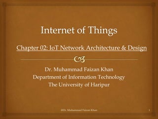 Dr. Muhammad Faizan Khan
Department of Information Technology
The University of Haripur
@Dr. Muhammad Faizan Khan 1
Chapter 02: IoT Network Architecture & Design
 