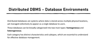Distributed Database Environment Amazing in Easy wording | PPT