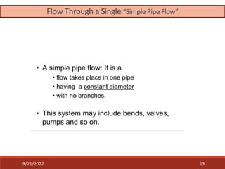 Flow Through a Single “Simple Pipe Flow”
9/21/2022 13
 